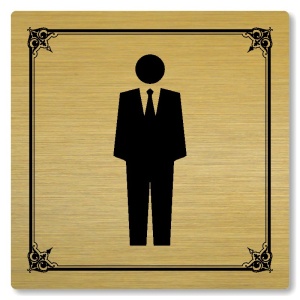 WC muži, 80x80mm, zlatá, Nebraska